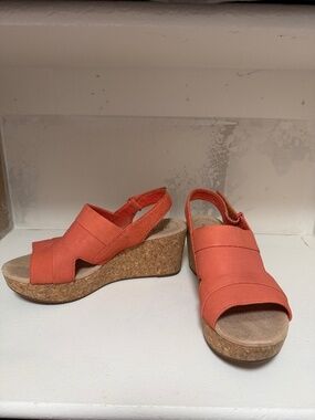 Clarks cork wedge heels